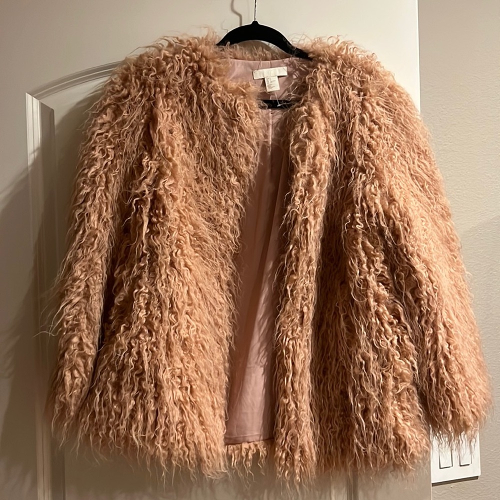 Blush pink  faux mohair jacket. Size Small